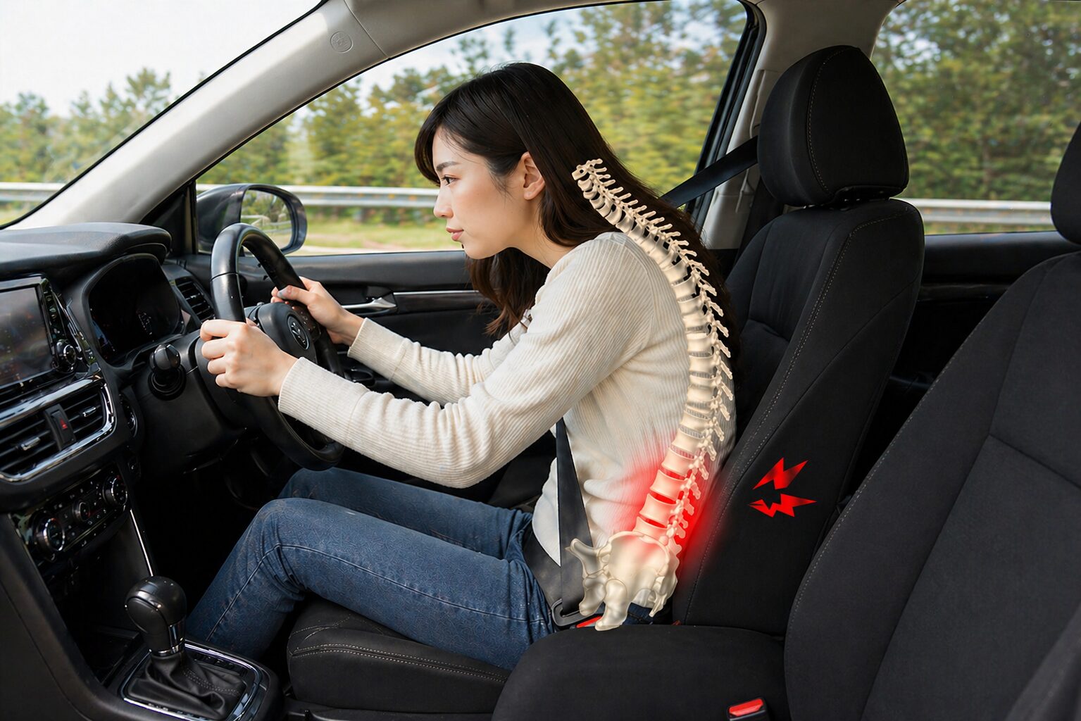悪い運転姿勢のイメージ