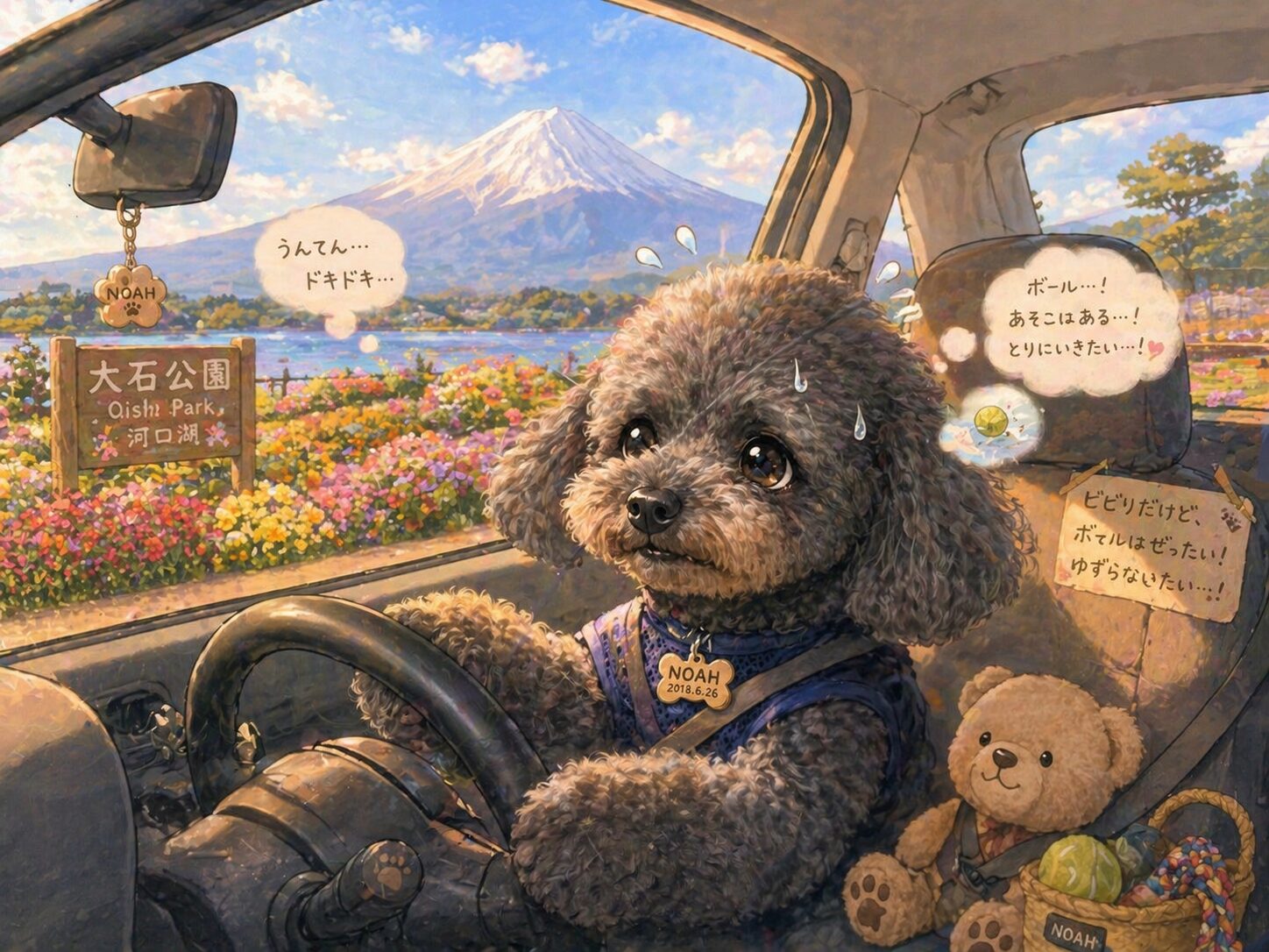 車内のトイプードル