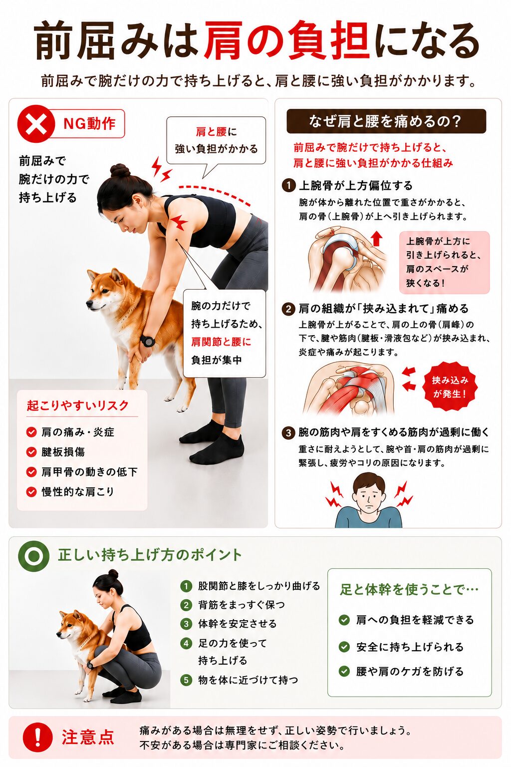 前屈みは肩の負担