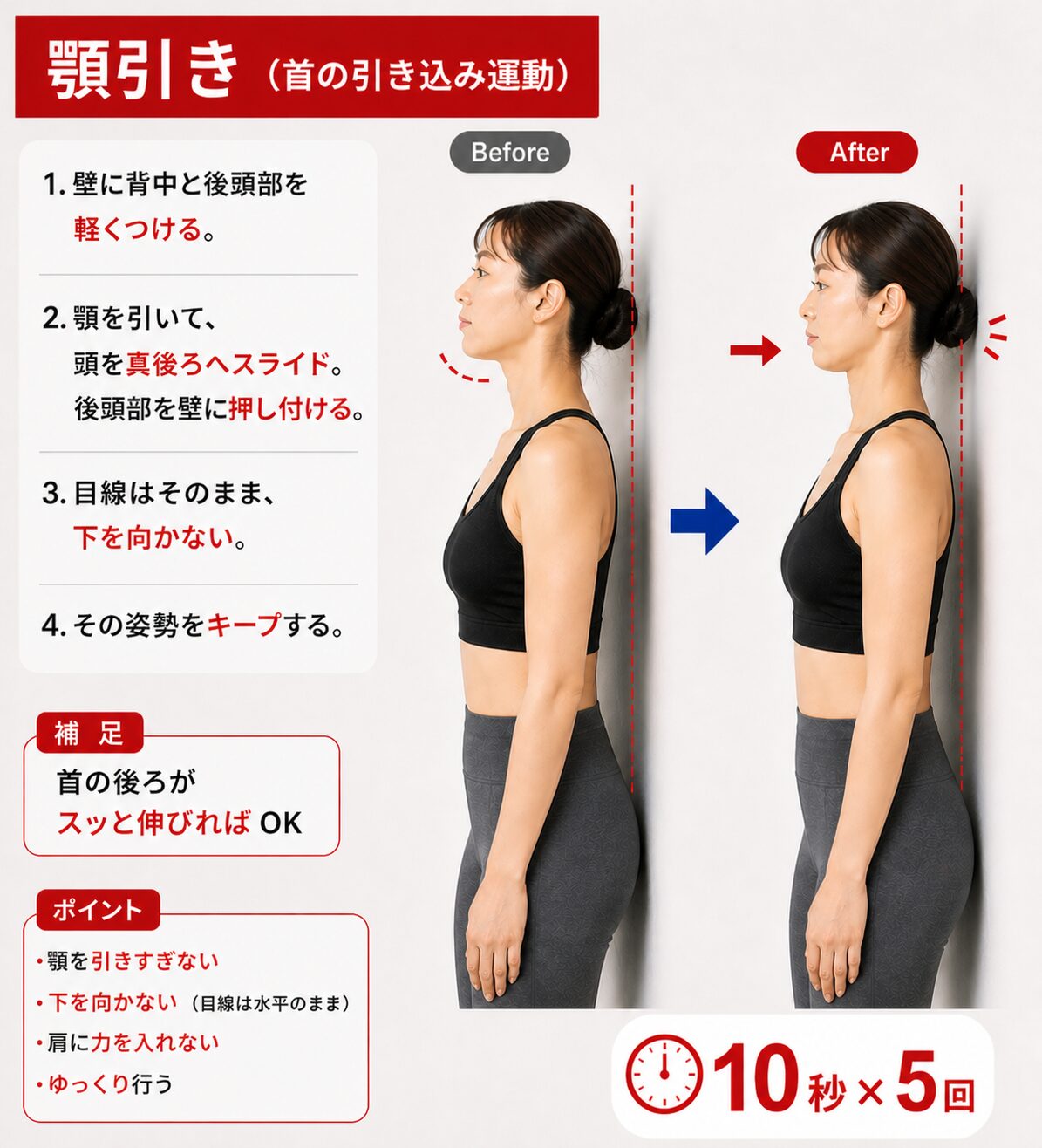 チンタック（顎引きエクササイズ）の手順