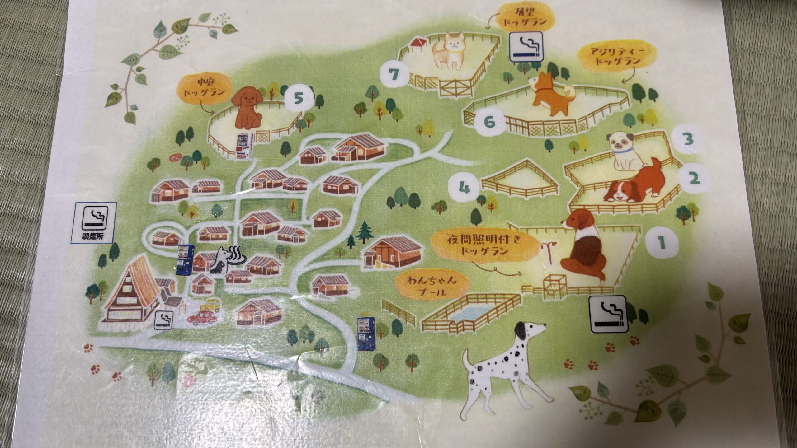 御宿小笠原の園内ガイドマップ（ドッグラン配置図）